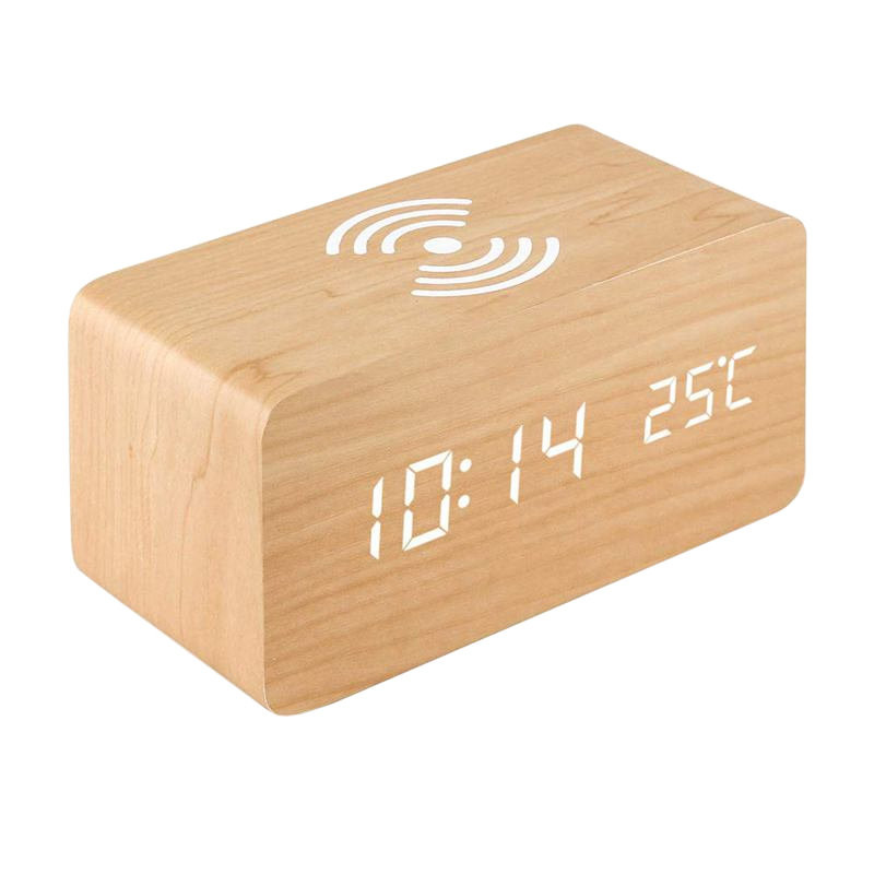 Digital Alarm Clock, Rectangular - Beige