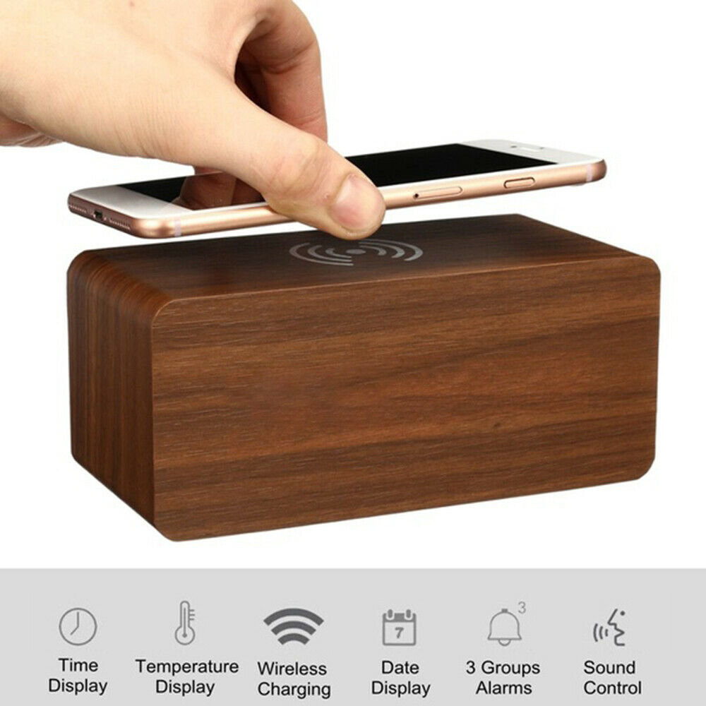 Digital Alarm Clock, Rectangular - Brown