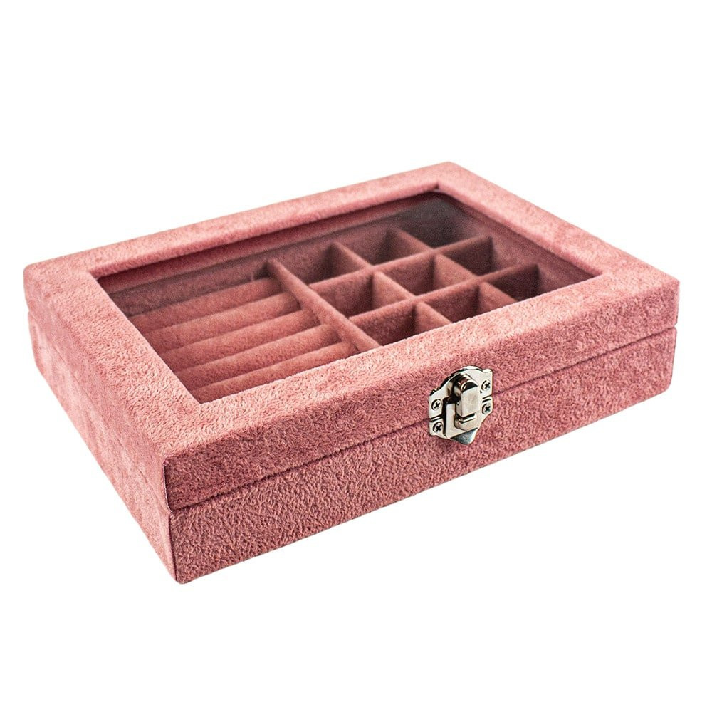 Juwelendoosje, fluweel - roze