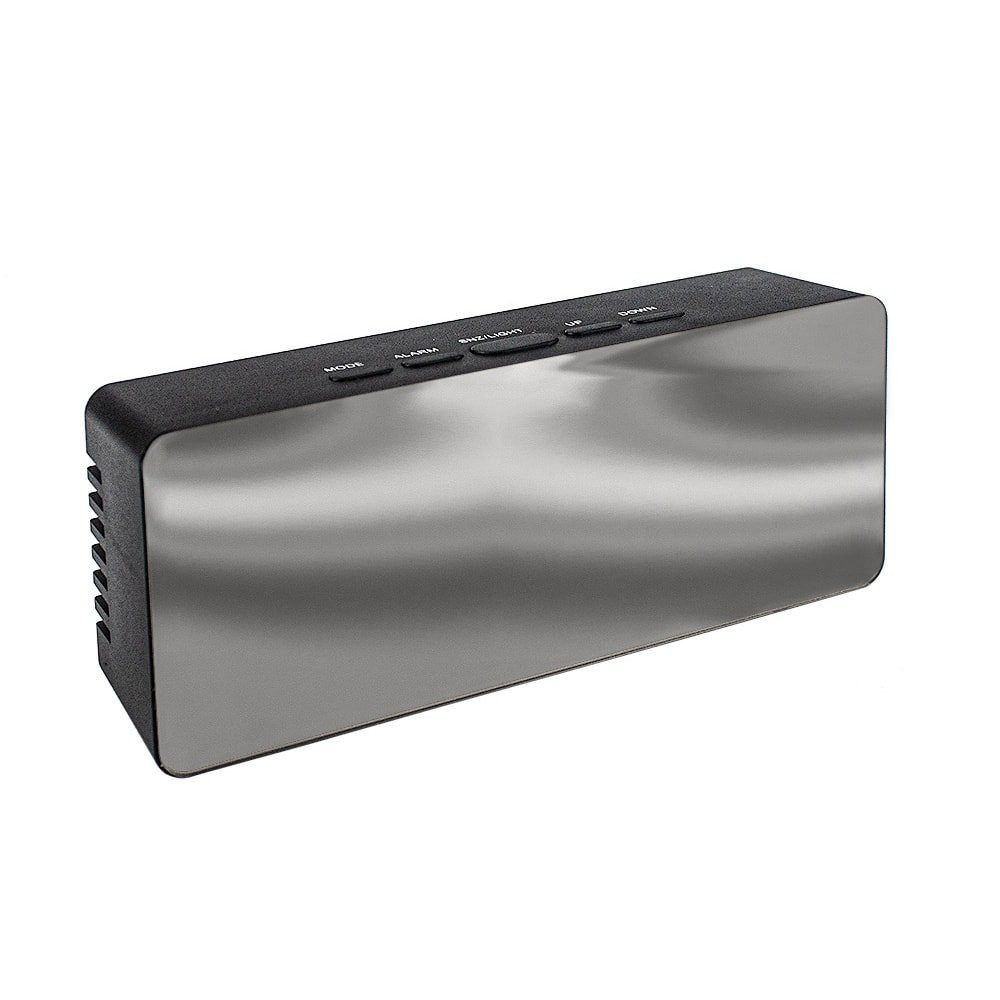 Digital Alarm Clock with Mirror - Black