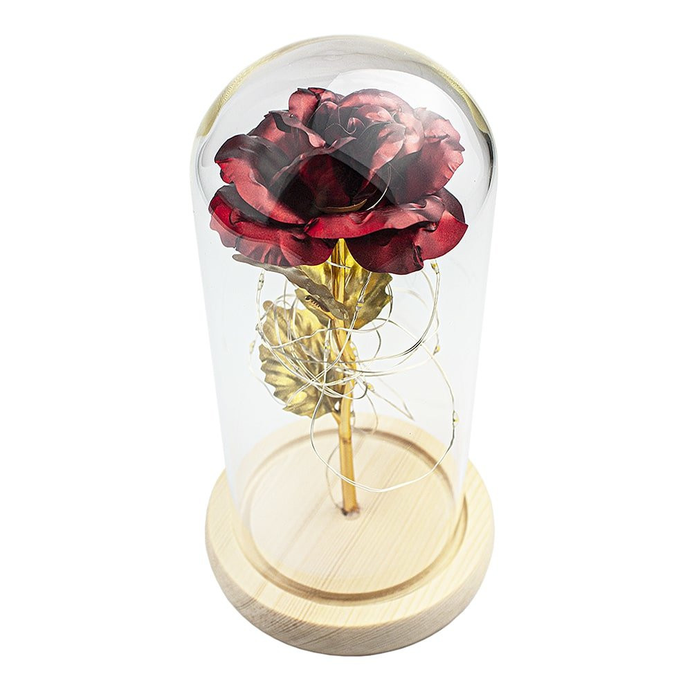Infinity Rose with string lights - Red