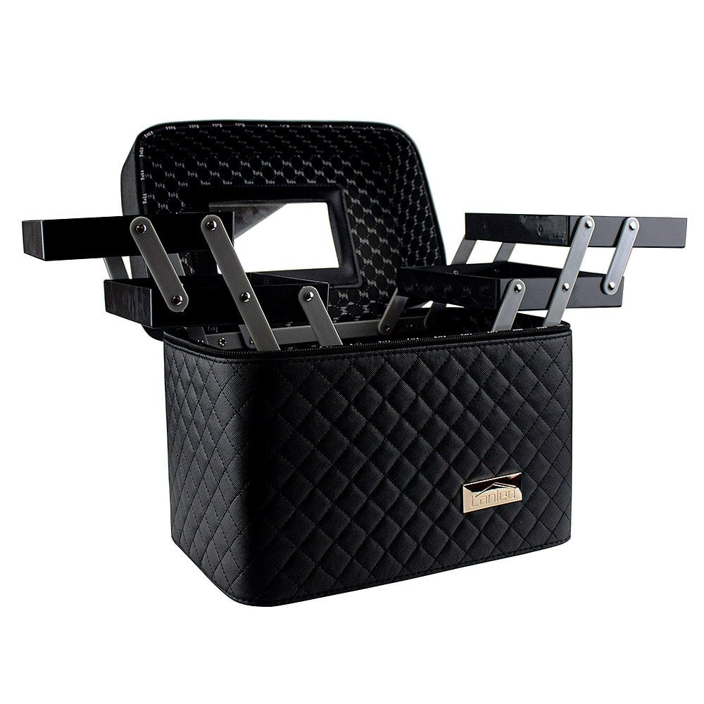Borsa per il trucco con specchio - nera