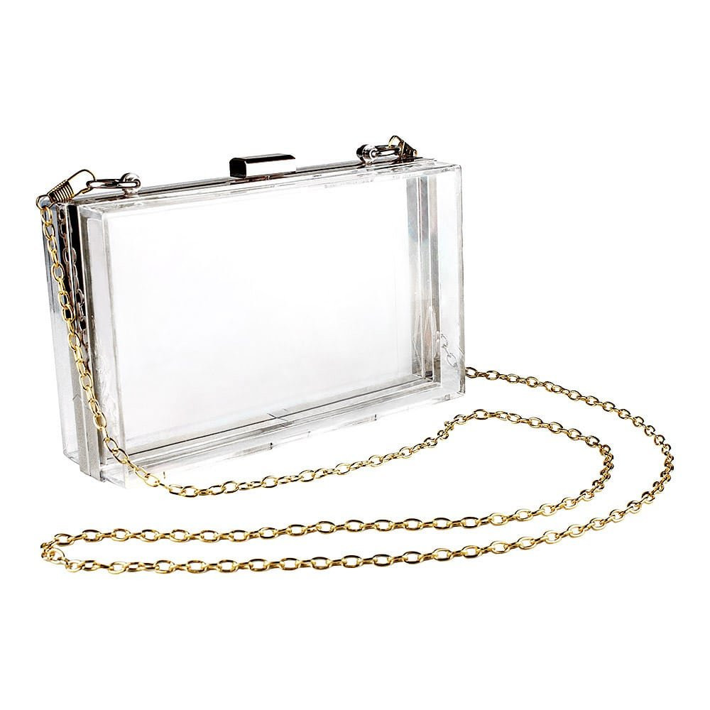 Borsa Trasparente Con Catena - Argento