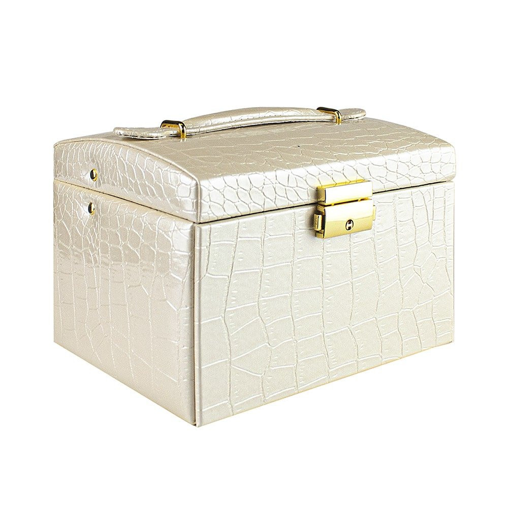 Jewelry Box, Crocodile Pattern - Beige