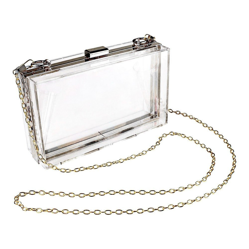Transparent Bag With Chain - Silver
