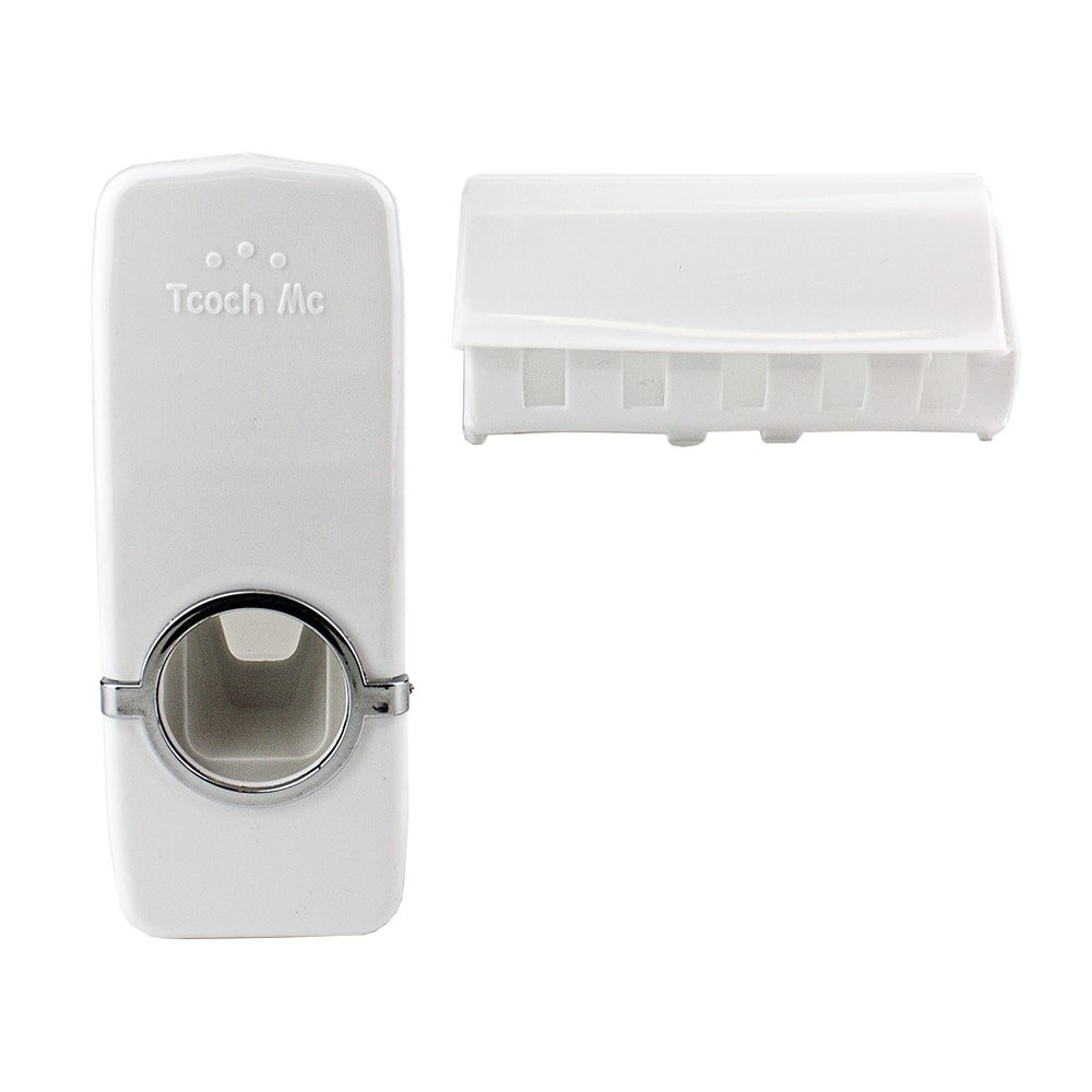 Toothpaste dispenser with toothbrush holder