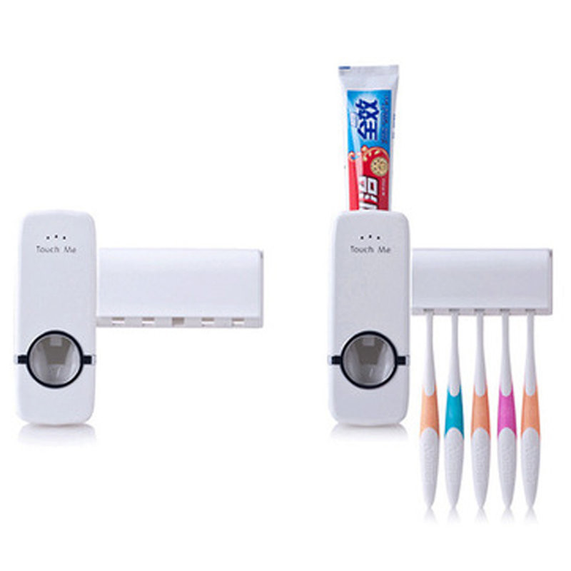 Toothpaste dispenser with toothbrush holder