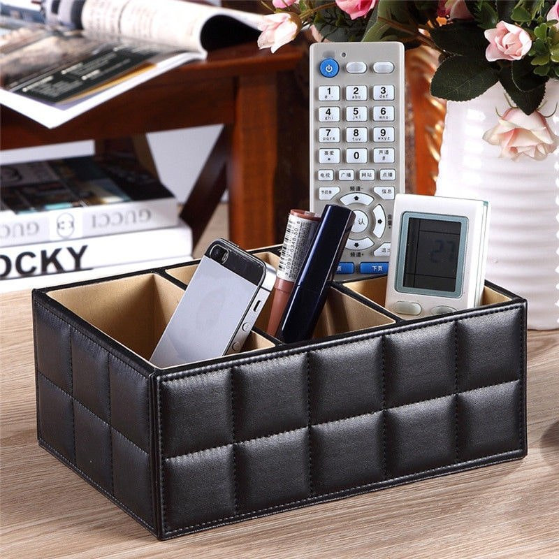 Organizer box in PU leather, Black
