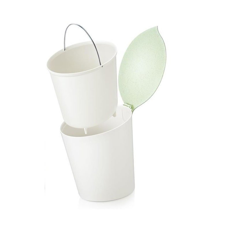 Storage bin with leaf-shaped lid