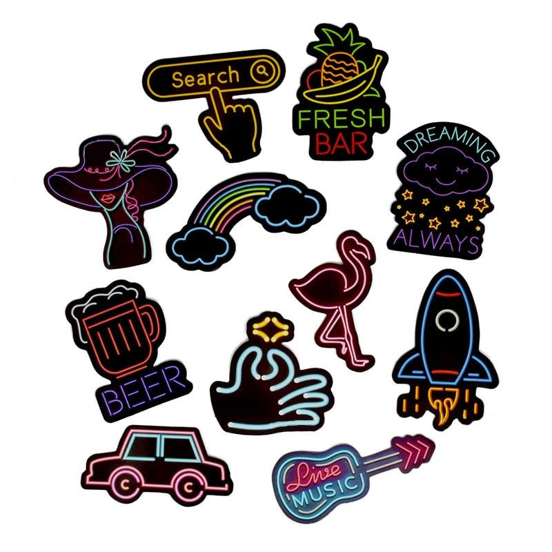 50 pegatinas, neón
