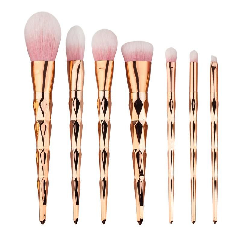 Makeup brush set, 7 brushes - Rosé gold
