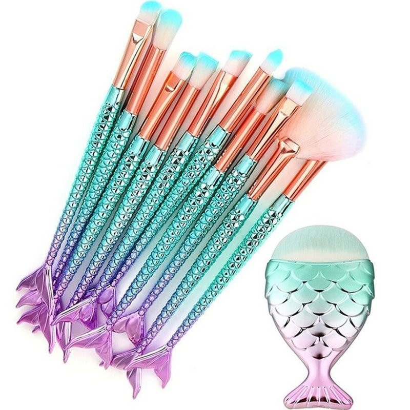 Makeup brush set, 11 brushes - Mermaid