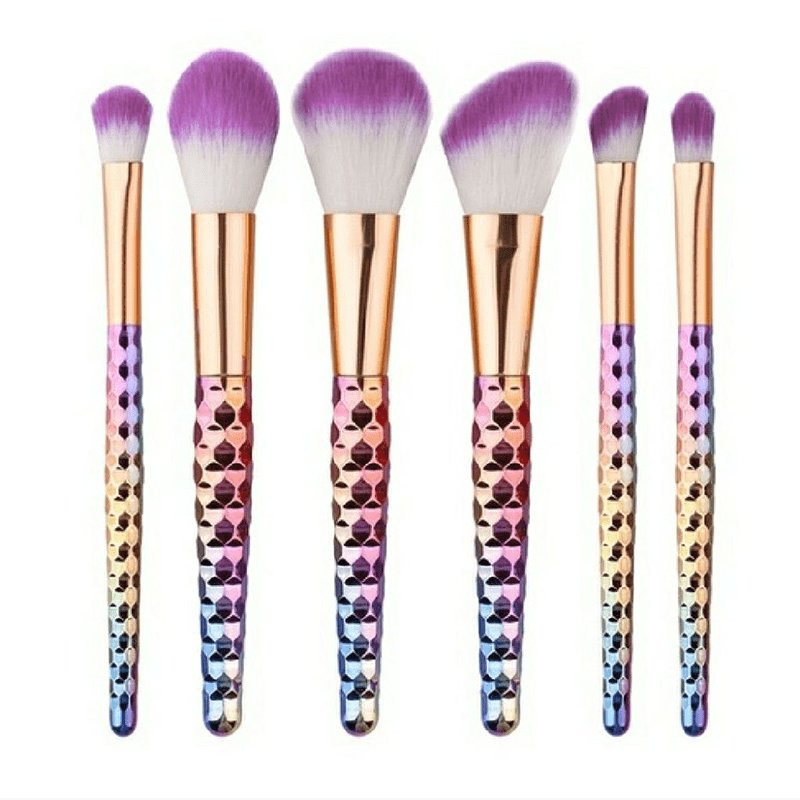 Makeup brush set, 6 brushes - Rainbow