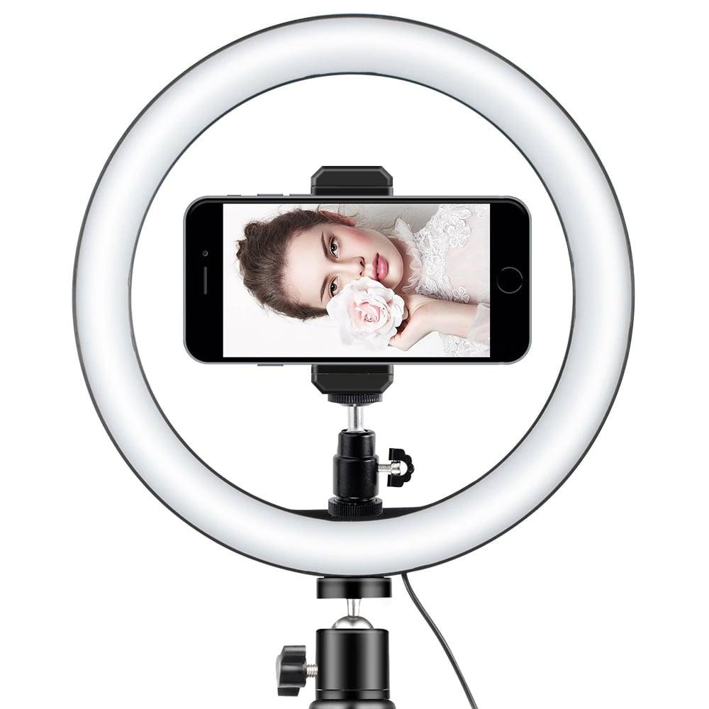 Selfie light / Ring light (26 cm), tripé e acessórios