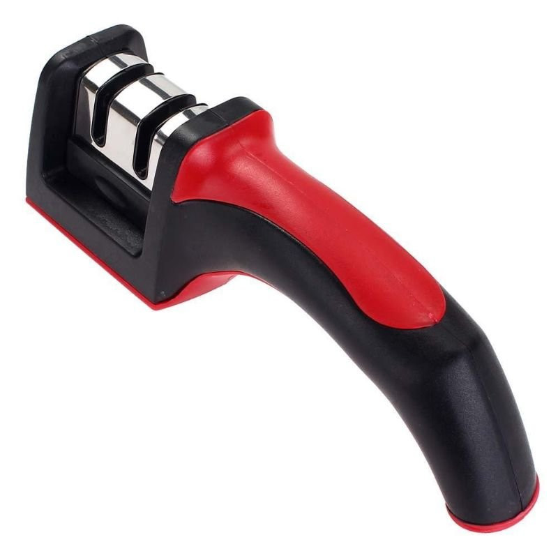 Ceramic knife sharpener with two slots