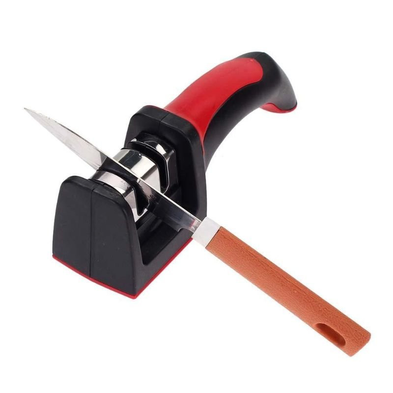 Ceramic knife sharpener with two slots