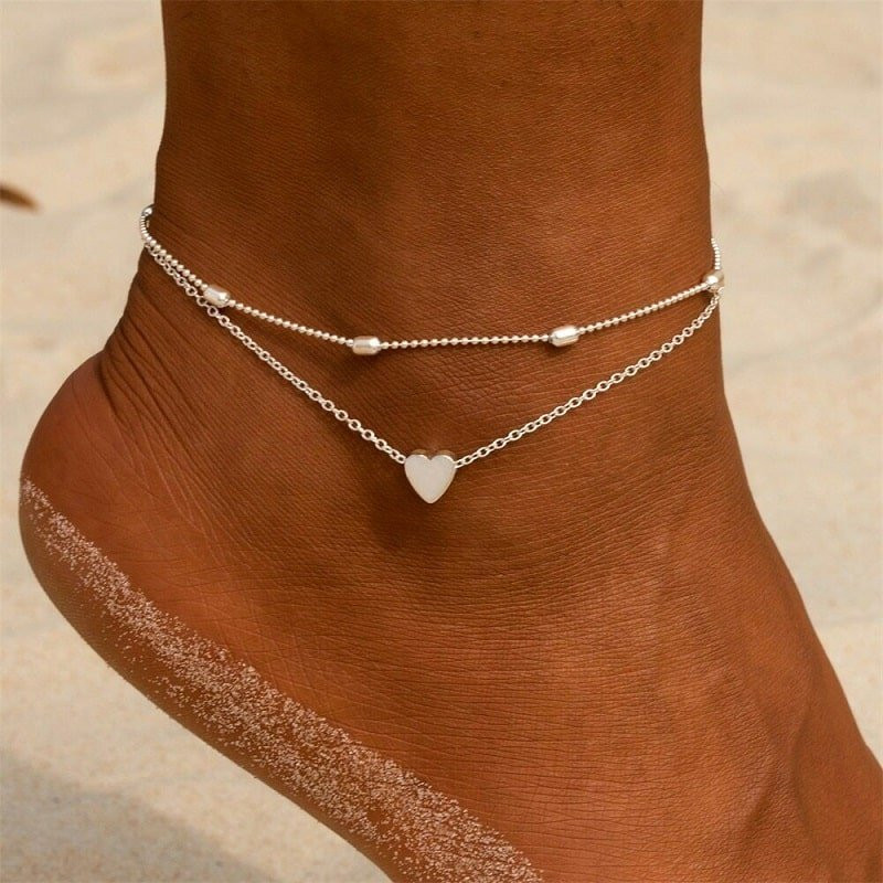 Ankle bracelet, 2x - Silver