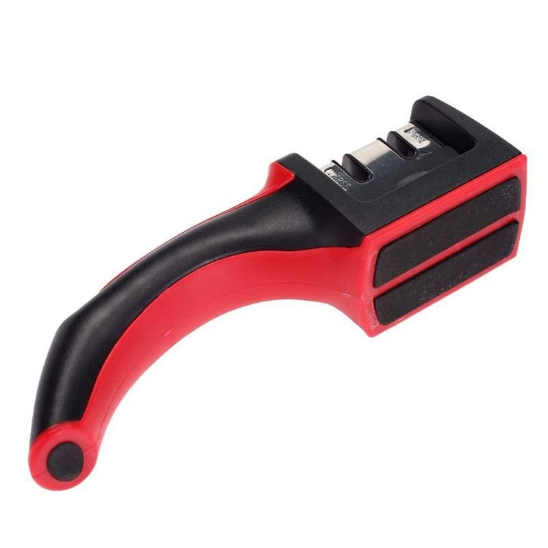 Ceramic knife sharpener with two slots