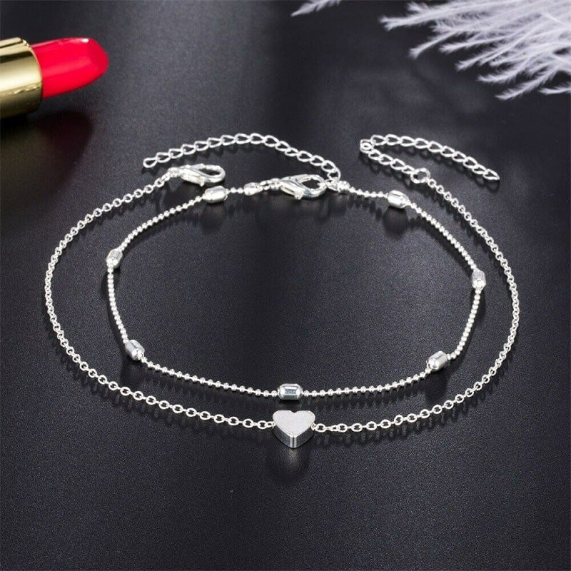Fußkettchen, 2x - Silber