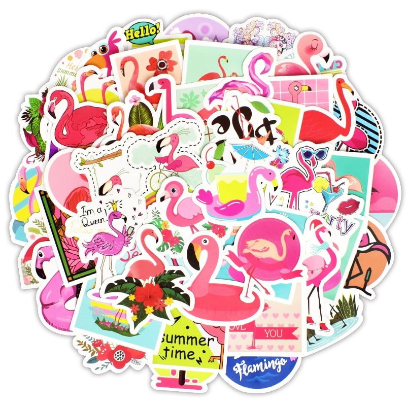 Stickers, 50 pack - Flamingo
