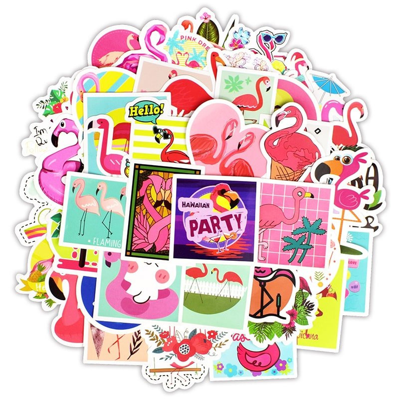 Aufkleber, 50er Pack - Flamingo