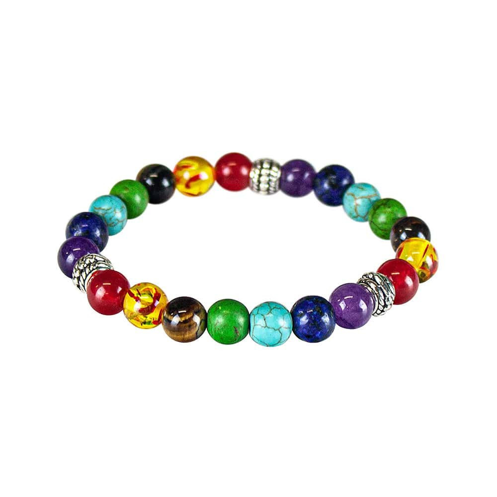 Chakra-Armband mit farbigen Perlen