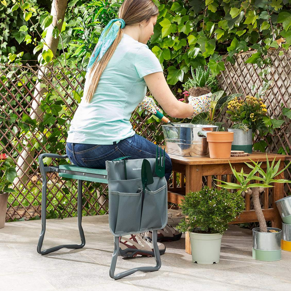Multifunctional Garden Stool with Tool Bag