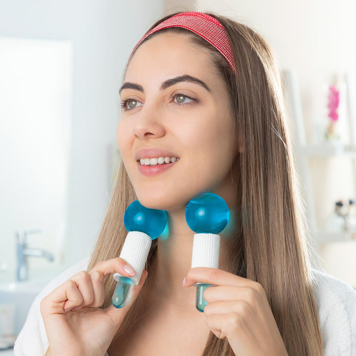 Bolas de masaje para el rostro con efecto refrescante