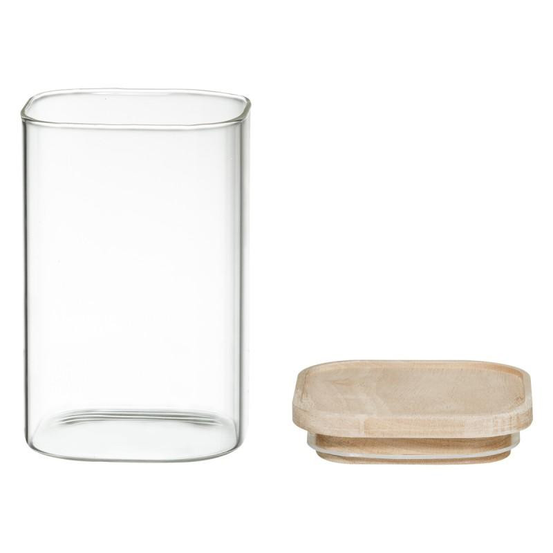 4 stackable glass jars with wooden lids