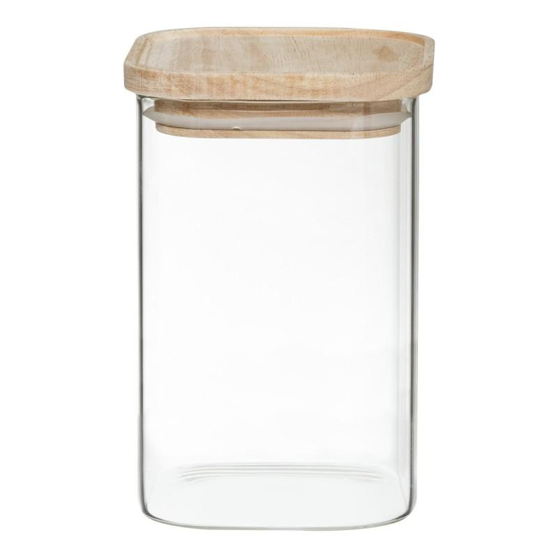 4 stackable glass jars with wooden lids