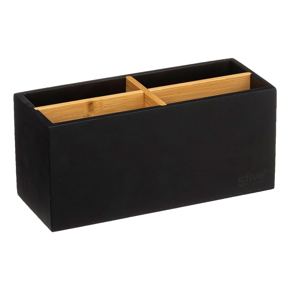 Bathroom storage 4 compartments - black bamboo