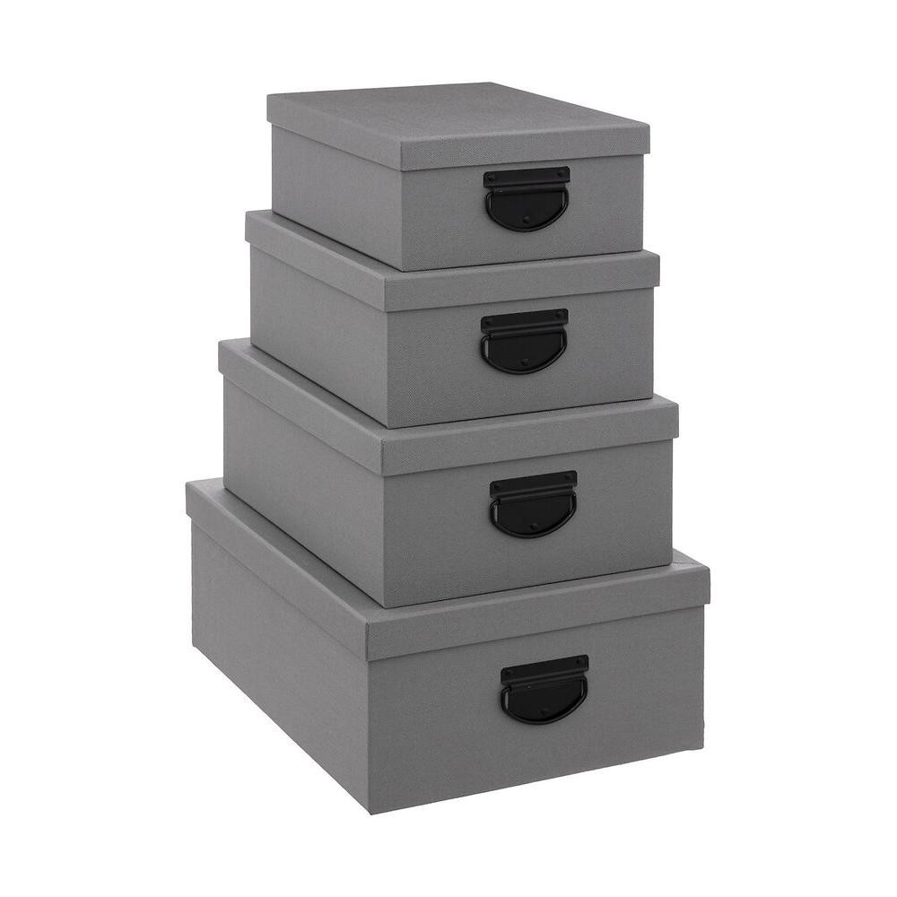 4x Storage Boxes, Different Sizes - Grey