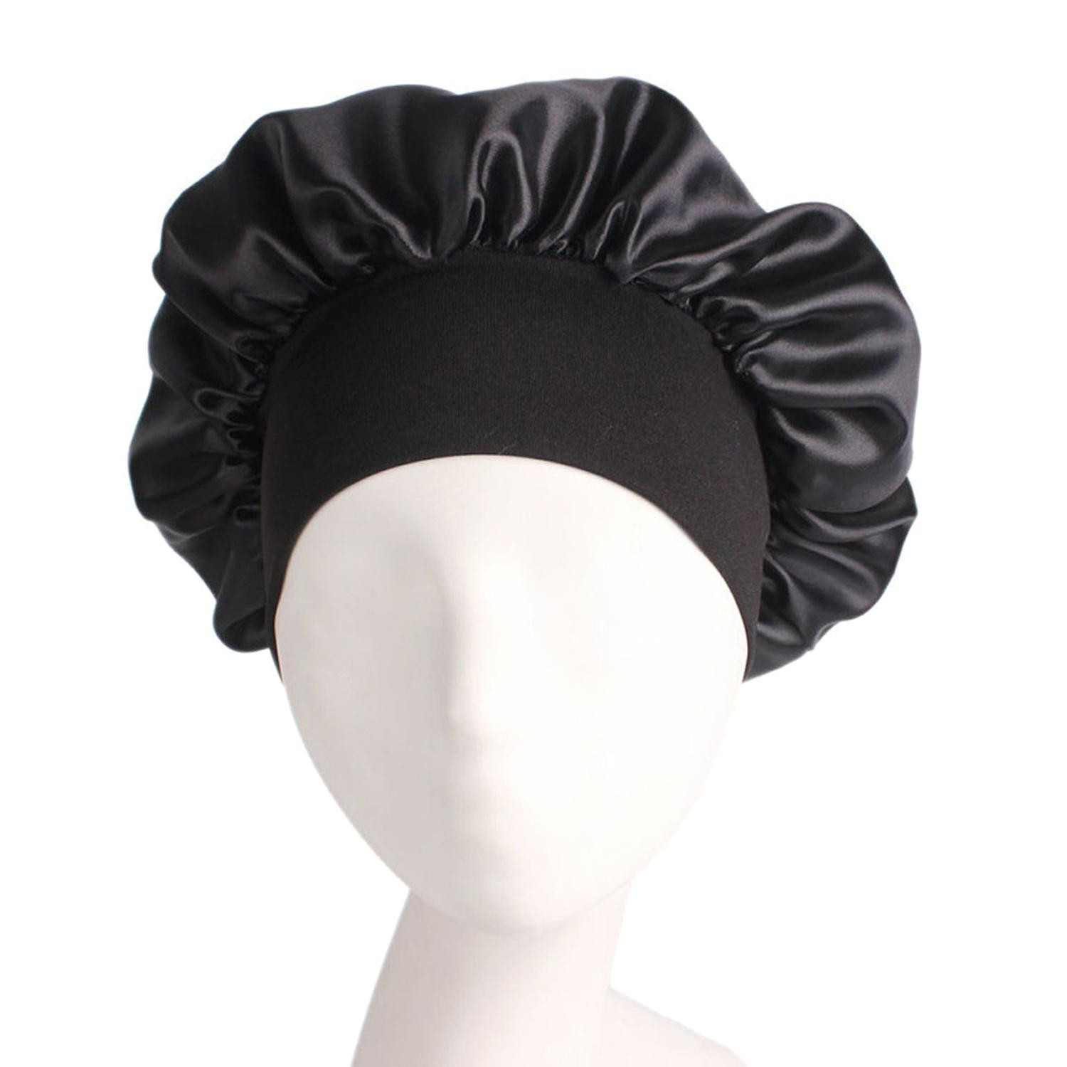 Sleeping cap, Satin fabric - Black
