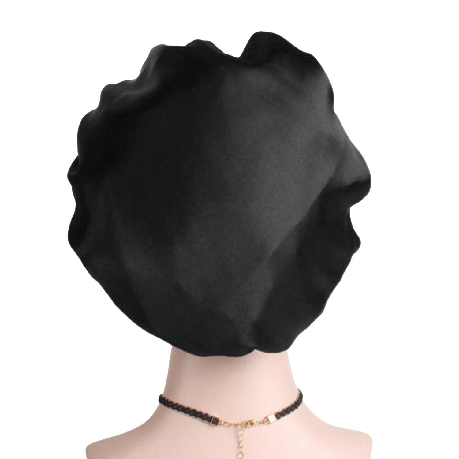 Sleeping cap, Satin fabric - Black