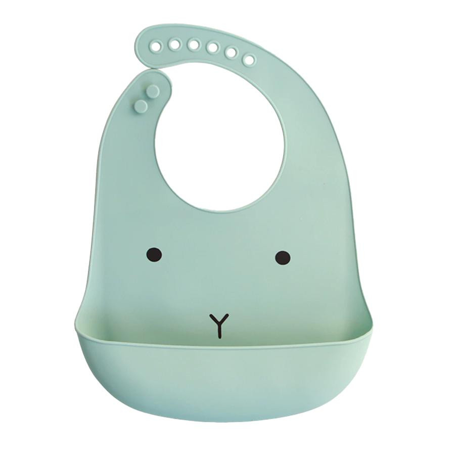 Bib in Silicone, Rabbit - Green