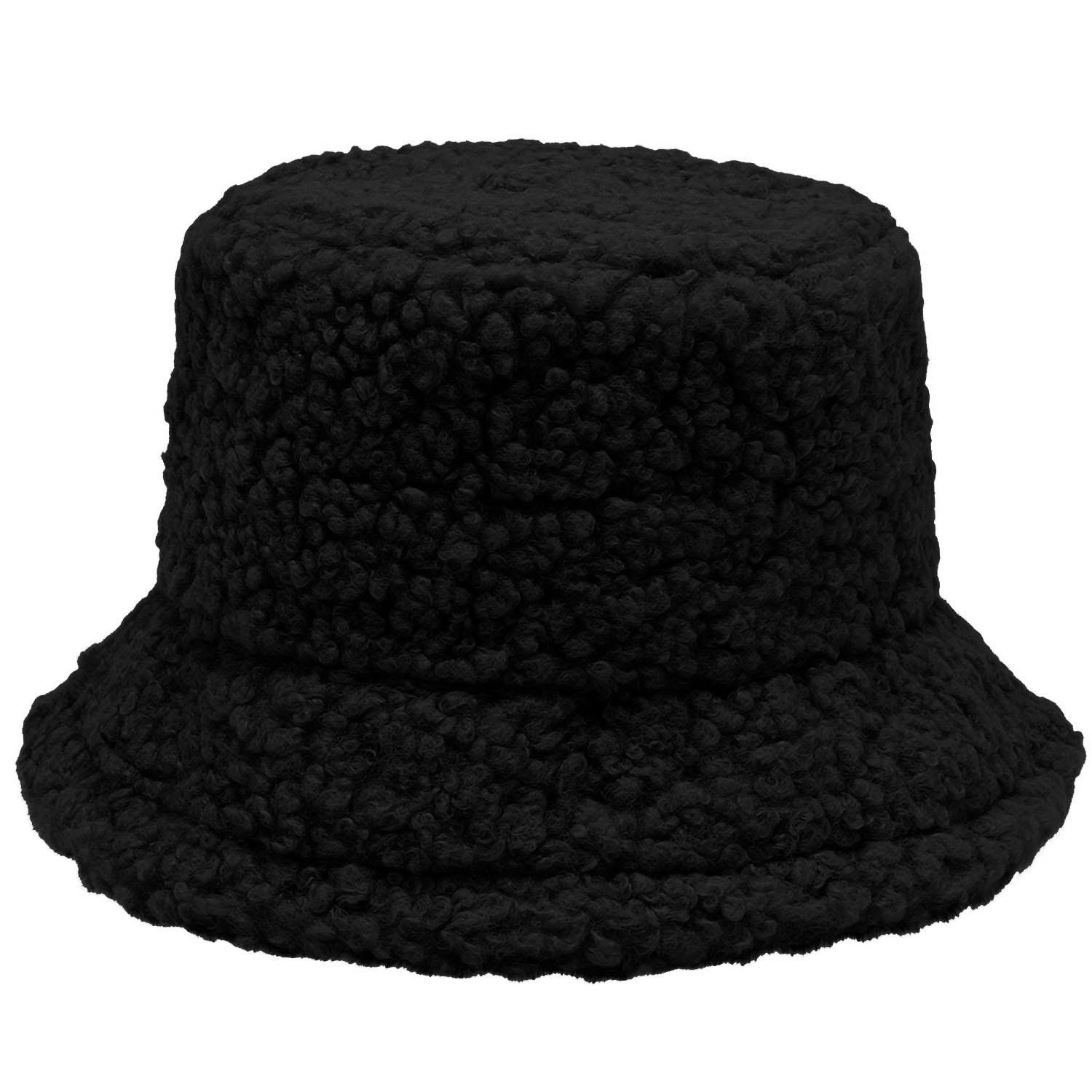 Cappello a secchiello in lana artificiale - Nero