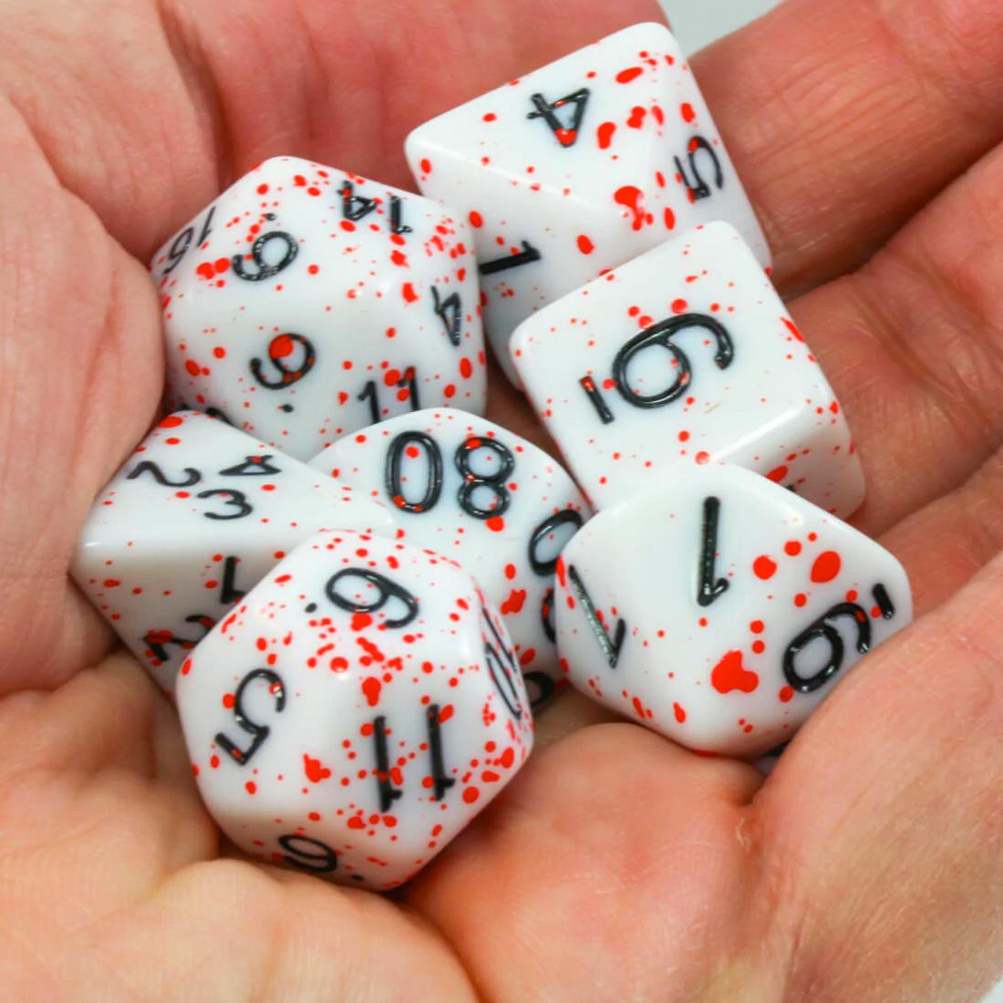7x Dice for Dungeons & Dragons (DnD) - White/Red