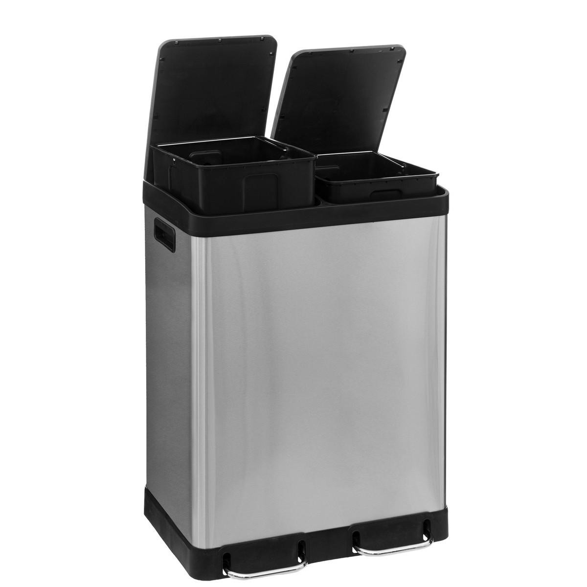 Sorting bin with 2 compartments - Stainless steel