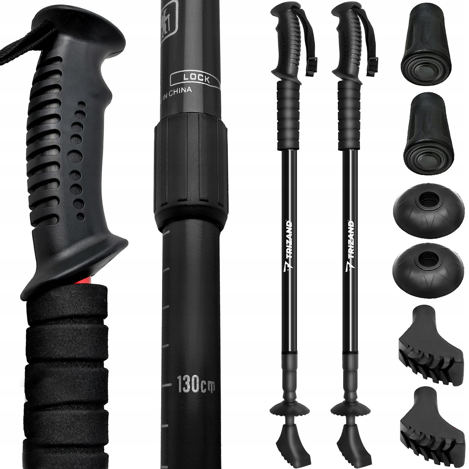 2x Bâtons De Randonnée Avec Accessoires - Noir