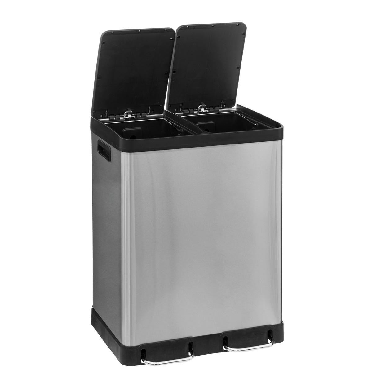 Sorting bin with 2 compartments - Stainless steel