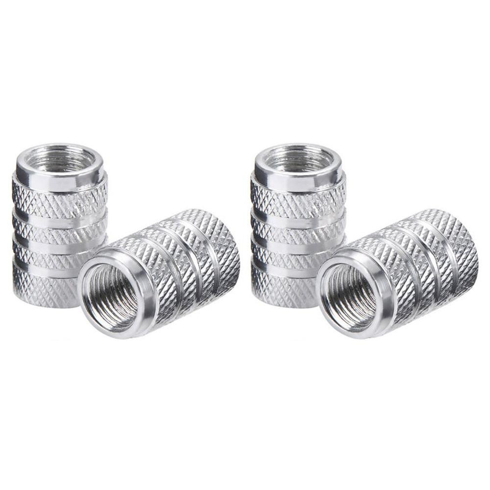 4 tappi per valvole per auto, alluminio - argento