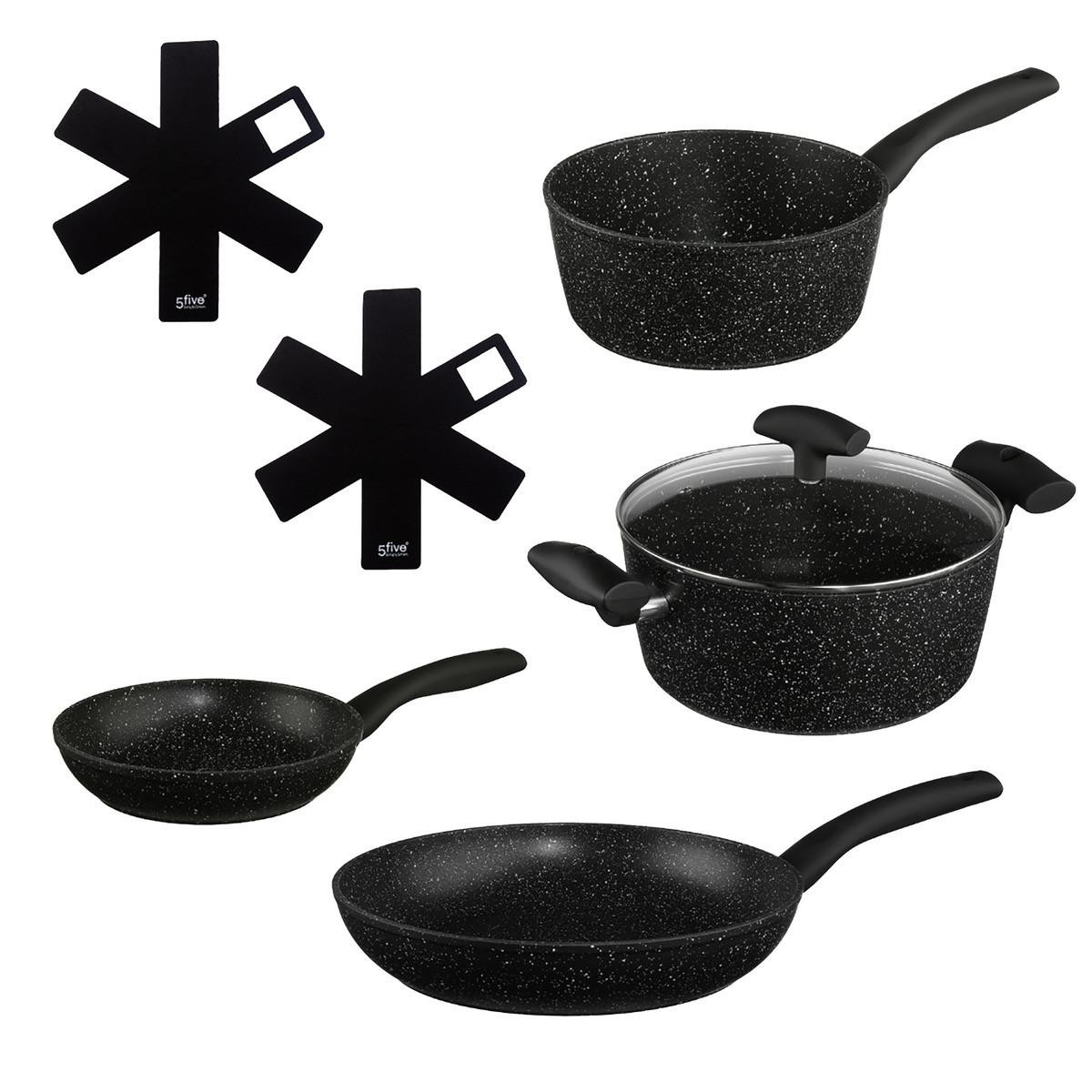 Pannenset, 6-delig - Steeneffect